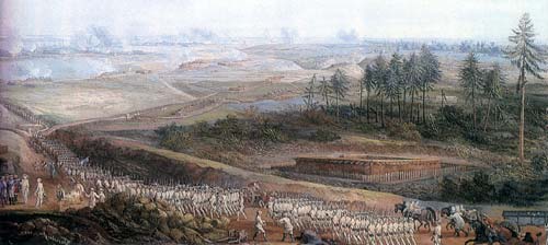 French troops advancing in the Battle of Yorktown