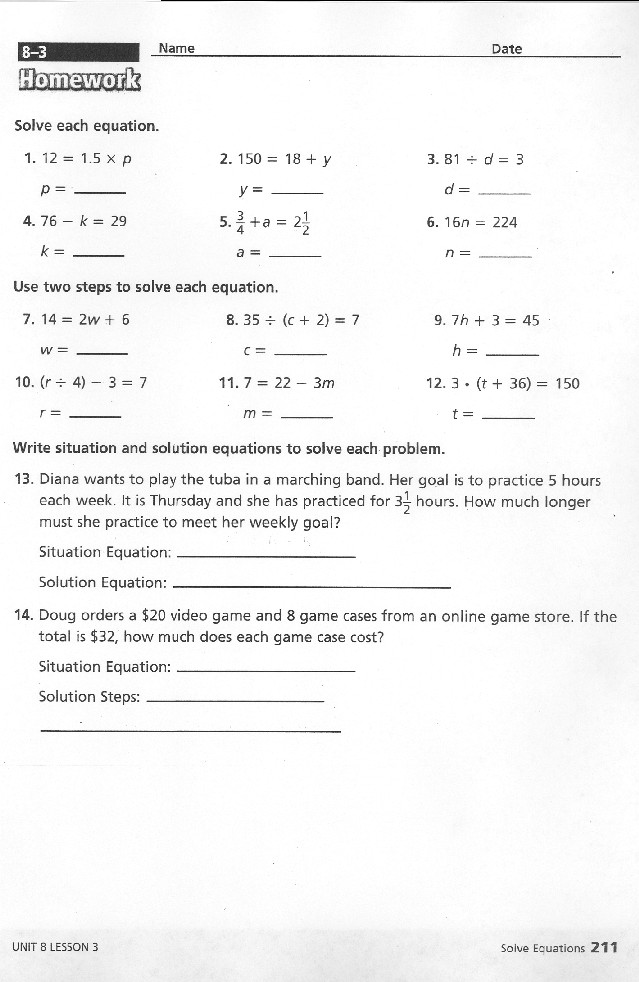 8-3homework Math Expressions Homework And Remembering Grade 4 Answer Key